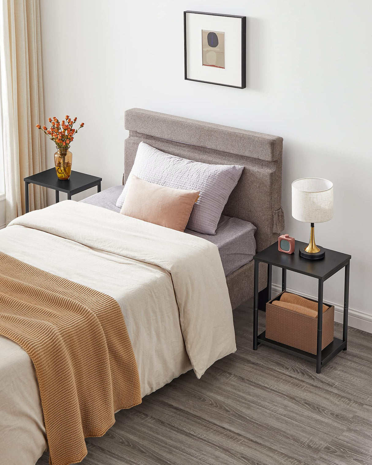 VASAGLE Side Tables Set of 2, Small End Table, Nightstand for Living Room, Bedroom, Office, Bathroom, Black ULET272B16 VASAGLE