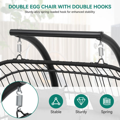 YITAHOME Hanging Egg Swing Chair with Stand Egg Chair Wicker Indoor Outdoor Hammock Egg Chair with Cushions 550lbs for Patio, Bedroom, Garden and Balcony - WoodArtSupply