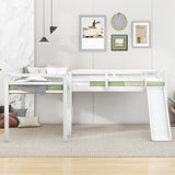Two Loft Bed L Shaped Twin Bunk Bed with Ladders and Slide, Bunk Bed for Family, Kids, Teens, No Box Spring Needed Flieks