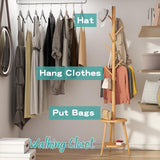 Coat Rack, Bamboo Wood Coat Freestanding with Umbrella Holder, Adjustable Height Coat Stand with 8 Hooks, kids coat rack, Used In The Bedroom Living Room, Office To Hang Clothes, Hats, Bags (Natural) Vriccc