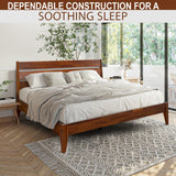 Acacia Emery Bed Frame with Headboard Solid Wood Platform Bed, King Size Bed Frame, Mid - Century Modern Wood Bed Compatible with All Mattresses, Easy Assembly, Non-Slip, Chocolate. A ACACIA FURNITURE