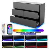 Anbuy LED Black 6 Drawer Double Dresser with Light, Modern Dresser for Bedroom with High Gloss Drawers Dual Chest of Drawers (Black) Anbuy