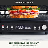 GreenPan 6-in-1 Multifunction Contact Grill & Griddle, Healthy Ceramic Nonstick Reversible Grill & Griddle Plates, Dual Heat Settings, Closed Panini Press, Open Flat Surface, PFAS-Free, Matte Black GreenPan