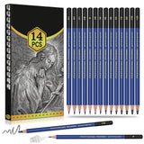 Daerthotk Pencils Drawing Sketching Set 14 pcs Graphite (12B - 6H) Kit Soft Pencils Ideal Gift for Drawing Art, Sketching, Shading, Artist Pencils for Beginners Pro Artists Daerthotk