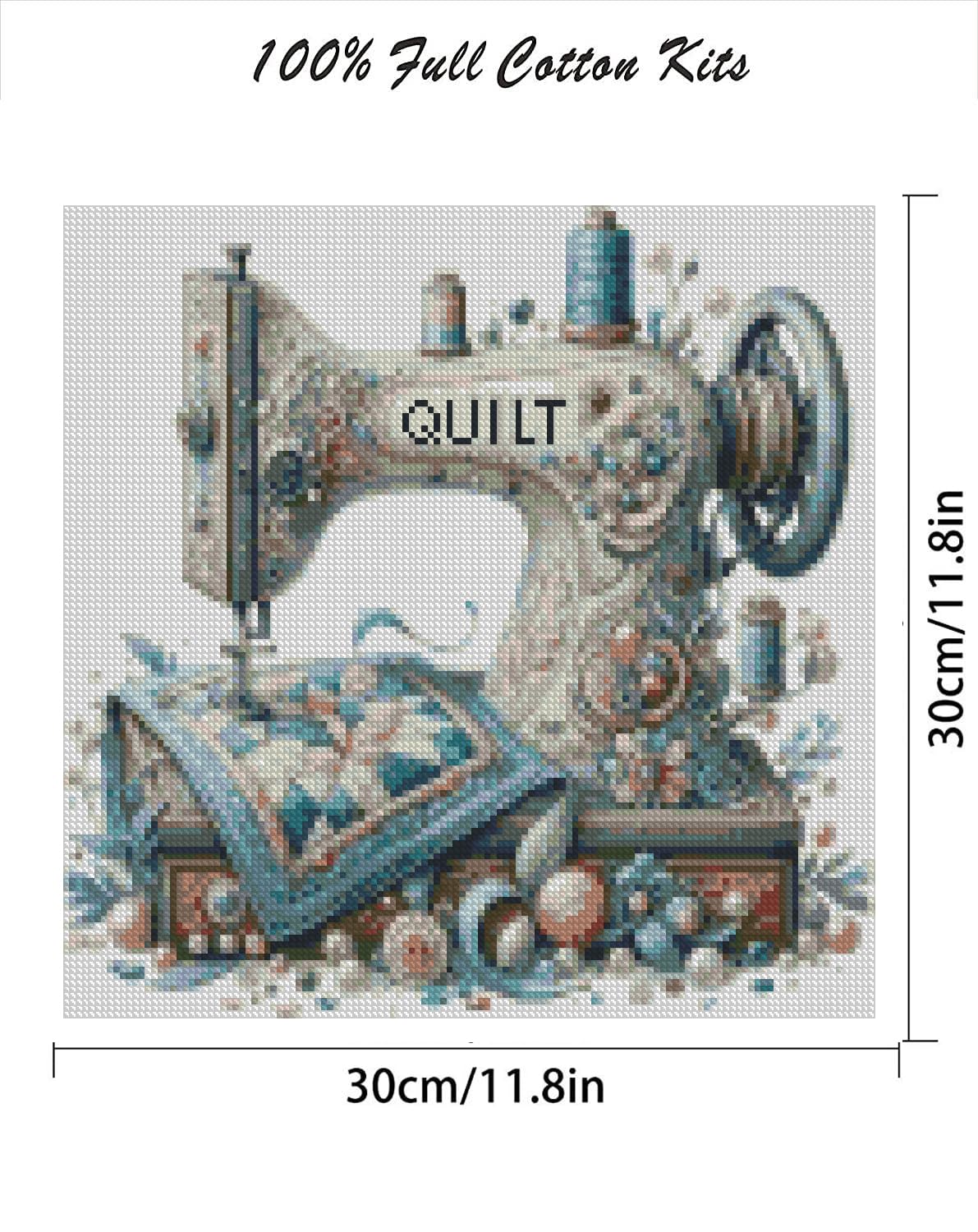 Sewing Machine Stamped Cross Stitch Kits - Vintage Sewing Machine Counted Cross Stitch Kits for Adults, Needlepoint Cross-Stitch Patterns Dimensions Needlecrafts Embroidery Kits 13.7x13.7 Inches uuxsretaio