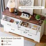 Farmhouse 6 drawer dresser for bedroom, 51" Wide chest of drawers, Wood white dresser with Metal Handle and Anti-Tipping Device, Storage Dressers Organizer for Bedroom, Living Room, Hallway, White Airynee