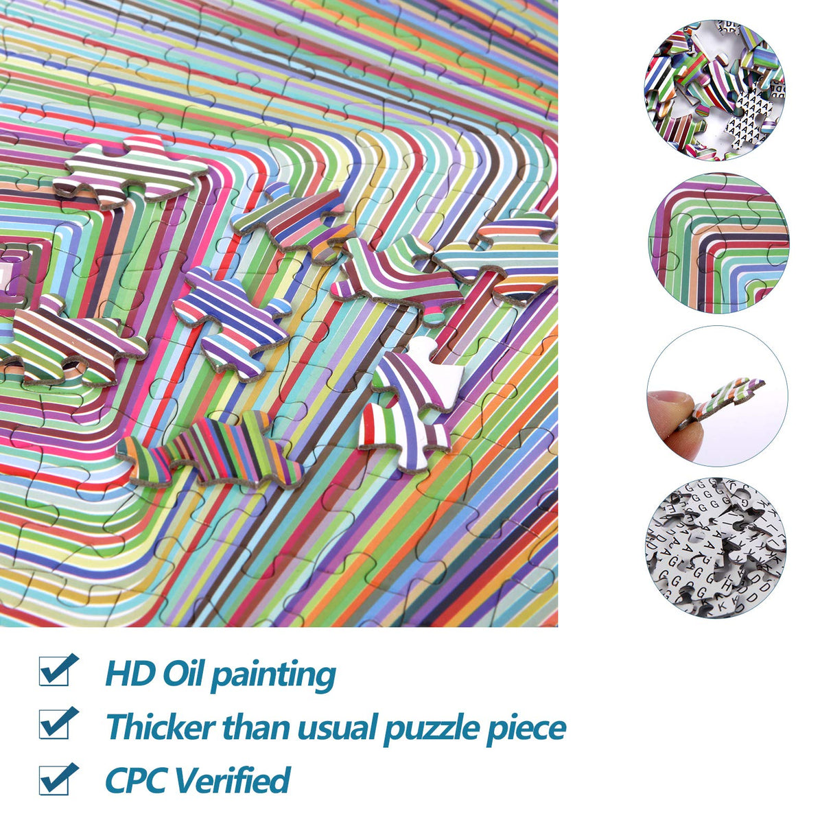 Bgraamiens Puzzle-Twisted 3D Colorful squares-1000 Pieces Square Puzzle Color Challenge Jigsaw Puzzles for Adults and Kids Bgraamiens