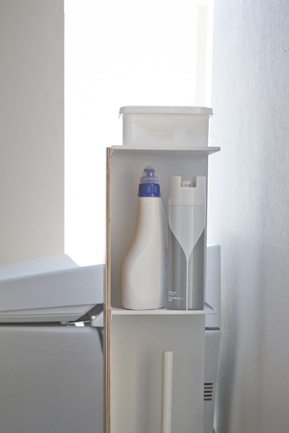 Yamazaki Home Supplies Organizer-Slim Bathroom Storage Shelves | Steel + Wood | Toilet Paper Stocker, One Size, Ash YAMAZAKI