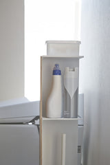 Yamazaki Home Supplies Organizer-Slim Bathroom Storage Shelves | Steel + Wood | Toilet Paper Stocker, One Size, Ash YAMAZAKI