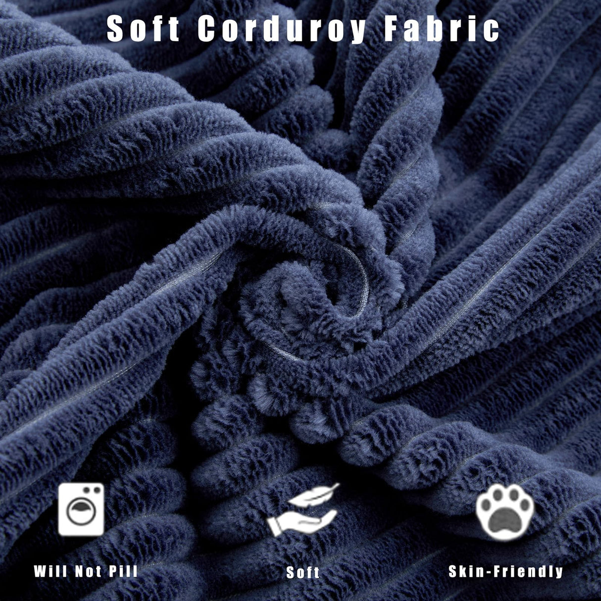 Anwick 2-in-1 Convertible Sleeper Sofa Bed, Corduroy Boneless Loveseat Cloud Couch for Living Room, Compressed Sofa in a Box, 5 Pillows, Fixed Frames, Side Pockets & Cup Holders, No Assembly (Blue) Anwick