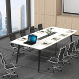 Loomie 8FT Conference Table, 94.49" L x 47.24" W x 29.53" H Meeting Seminar Table with Grommet, Large Boat Shaped Computer Desk, Boardroom Desk for Office Meeting Conference Room,White Loomie