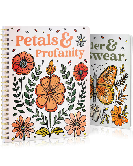 Beautiful Coloring Book Set of 2 for Adult Relaxation - Funny Coloring Books with Floral Designs for a lot of Laughs - The Perfect Stress-Relieving Gift for Women ZICOTO