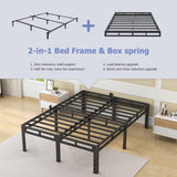 NKZ 24 Inch Queen Size Bed Frame, Metal Bed Frame & Box Spring 2 in 1 Platform with Round Corner Legs, 4000Lbs Heavy Duty Metal Frame, Mattress Slide Stopper, Headboard Hole, Noise-Free, Easy Assembly NKZ