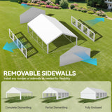 YITAHOME 20x30FT Party PVC White Tent Heavy Duty Wedding Event Shelters Upgraded Galvanized Ripple Canopy with Large Roof Removable Sidewalls & 3 Storage Bags 600D Oxford Commercial YITAHOME