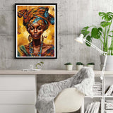 Reofrey DIY Diamond Art Kits for Adults African Woman, Full Drill Round Rhinestone Diamond Painting Kits, Cross Stitch Embroidery Canvas for Crafts Home Wall Decor 30x40cm Reofrey