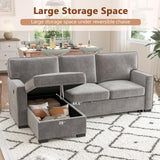 HAOMARKETS L Shaped Convertible Sleeper Sofa Bed, 90” Pull Out Couch Bed with Cup Holders and USB Charging Port, Sectional Couch Reversible Chaise with Storage for Living Room Apartment, Grey HAOMARKETS