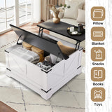 KIGOTY Lift Top Coffee Table with Storage, 31.5" Square Coffee Table, Rustic Storage Coffee Table,Farmhouse Center Table with Hidden Compartment for Living Room,White KIGOTY