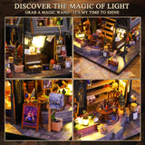 DIY Miniature House Kit, Tiny for Adults to Build, 3D Wooden Puzzles Dollhouse Bookshelf Insert Decor Alley-Creativity Kit with LED Light for Family and Friends (Luna's Magic House) FLYINTOYS