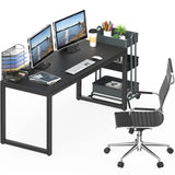 SHW Home Office 55-Inch Large Computer Desk, 24" Deep, Black SHW