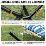 Everyfun Double Hammock with Stand, 2 Person Cotton Rope Hammock with Removable Polyester Pad, 500LBS Capacity, Portable & Adjustable Design, Includes Storage Bag, Indoor Outdoor Use,Blue Everyfun