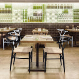 Yaheetech Set of 4 Weave Chair Mid-Century Metal Dining Chair Y-Shaped Backrest Hemp Seat, Black Yaheetech