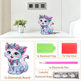 YIYIAH Diamond Art Cat Decor Statues Desk Placement Ornament - 5D Cartoon Diamond Painting Kits for Beginners - DIY Diamond Art Kit Full Round Drill Big Gem Art Cat Gifts for Women YIYIAH