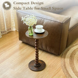 Fultyle Round Side Table, Small Drink Table for Small Spaces, Modern Accent End Table Coffee Table with Solid Wood Leg for Living Room, Bedroom, Corners, and Office (Rustic Brown) Fultyle