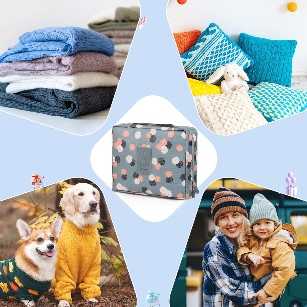 Aeelike Crochet Kit for Beginners with Yarn and Introduction Book, Crochet Starter Kit Everything for Ages 8-12, Learn to Crochet Kit with Ergonomic Soft Grip Crochet Hooks and Blue Flower Bag Aeelike