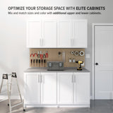 Prepac Elite 32" W Storage Cabinet with Doors and Shelves, White Garage Cabinet, Bathroom Storage with 1 Adjustable Shelf 24.5" D x 32" W x 36" H, WSCR-1005-1 Prepac