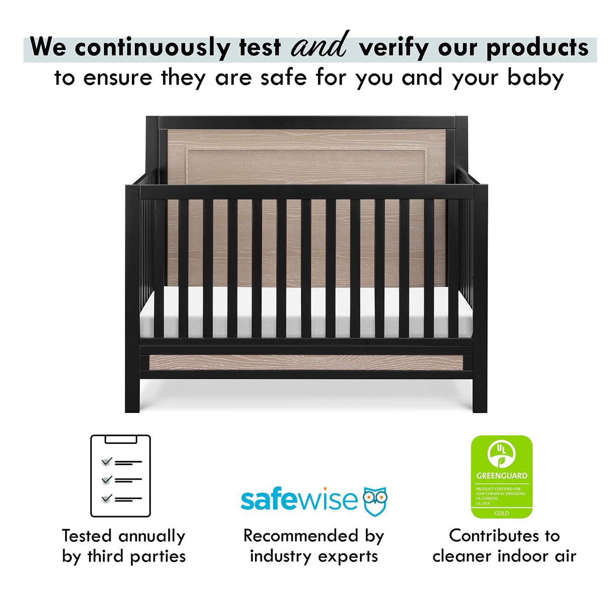 Carter's by DaVinci Radley 4-in-1 Convertible Crib in Ebony & Coastwood, Greenguard Gold Certified DaVinci