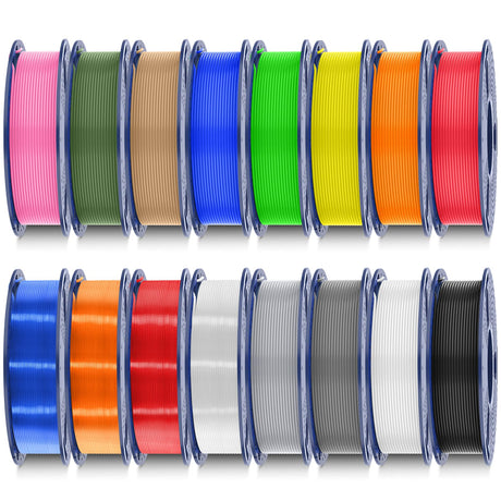 SUNLU PLA Filament 16 Color Bundle Multicolor, PLA 3D Printer Filament 1.75mm, Individually Vacuum Packed, 0.25kg per Spool, 4kg in Total, 16 Pack. (12 Regular Solid Color and 4 Transparent Color) SUNLU