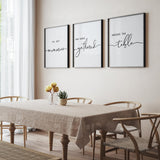 Houmury Set of 3 Framed Farmhouse Memories Around Table Sign Wall Decor for Living Room Wall Art Wood Signs (Black, 16"x24") Houmury