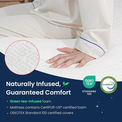 GAESTE 5 Inch Twin Green Tea Cooling Gel Memory Foam Mattress Medium Firm CertiPUR-US Certified Mattress in a Box Comfortable and Supportive No Fiberglass (Twin, 5 in)