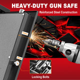 8-12 Gun Cabinet, Gun Safe for Rifles and Pistols, Electronic Rifle Safes for Home, Long Gun Cabinet for Shotgun, Large Gun Locker with Adjustable Shelf, Dual Alarm & Mute System, Quick Access SHICHI