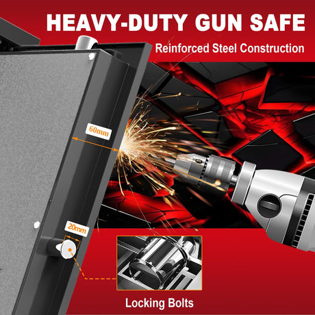 8-12 Gun Cabinet, Gun Safe for Rifles and Pistols, Electronic Rifle Safes for Home, Long Gun Cabinet for Shotgun, Large Gun Locker with Adjustable Shelf, Dual Alarm & Mute System, Quick Access SHICHI