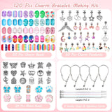 UFU Charm Bracelet Making Kit -120Pcs DIY Jewelry Making Kit, Mermaid Gifts for Girls Toys Crafts for Teen Girls Ages 5 6 7 8-12, with Portable Bracelet Organizer Box UFU