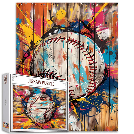 Jigsaw Puzzles 1000 Pieces for Adults-Baseball Sports Banksy Hardboard Puzzle-Challenging Puzzle Perfect for Game Nights-DIY Home Wall Decor-Art Puzzles-Ball Graffiti Street Art 27" x 20" Tucocoo