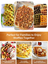 FOHERE Belgian Waffle Maker 4 Slices, 1200W Square Waffle Iron, 5 Browning Levels, Nonstick Plates, Cool-touch Handle, Anti-scald, Anti-overflow, Indicator Lights, Recipe, White FOHERE