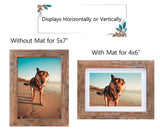 Califortree 5x7 Picture Frame - Can Display Photo 4x6 with Mat, Wood Frame with Shatterproof Plexiglass, Horizontal and Vertical Display for Wall and Tabletop, Rustic Brown Califortree