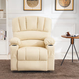 MCombo Power Lift Recliner Chair for Elderly, Lift Chair with Heat and Massage, USB &Type C Ports, Cup Holders, Faux Leather 7095 (Medium, Cream White) MCombo
