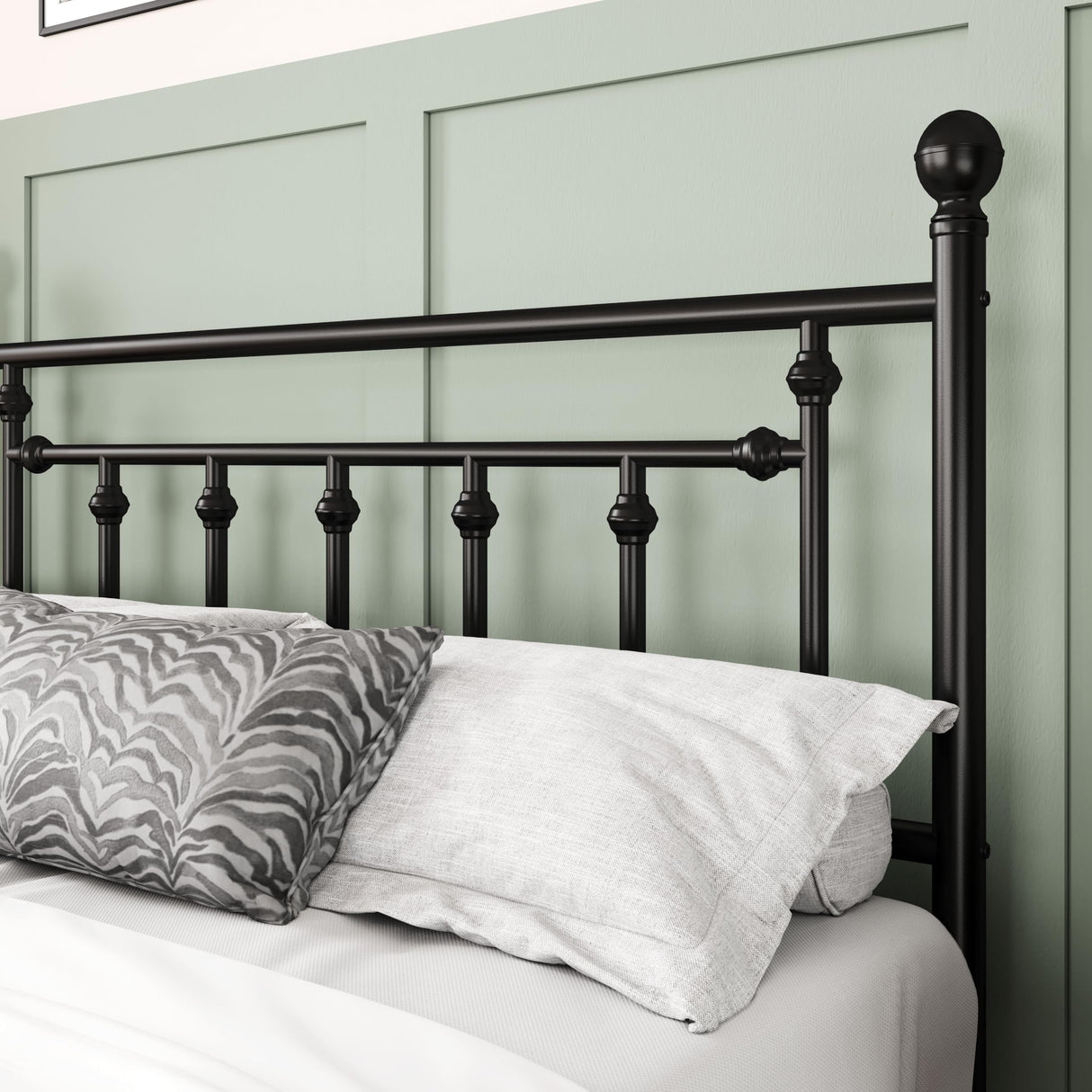 Allewie 14 Inch Queen Size Metal Platform Bed Frame with Victorian Vintage Headboard and Footboard/Under Bed Storage/No Box Spring Needed/Easy Assembly/Noise Free/Mattress Foundation/Black Allewie