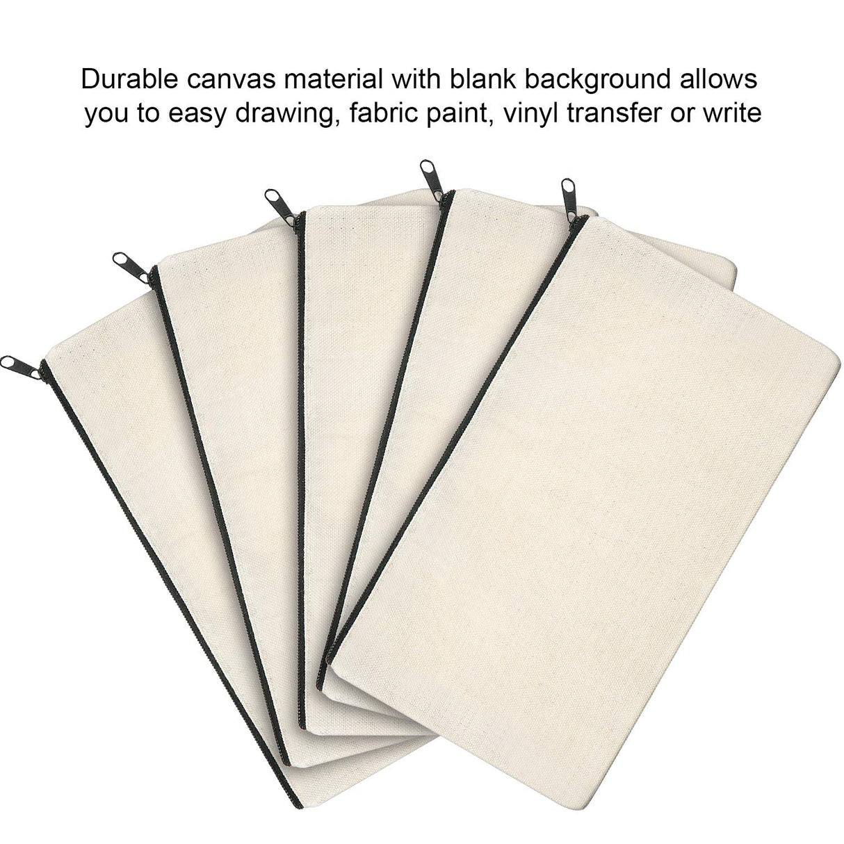 Outus Canvas Zipper Pouch Bags Canvas Pencil Pouch Blank Makeup Bags DIY Craft Bags Pencil Case Multipurpose Cosmetic Pouch for Cosmetic Toiletry Stationery Storage (30 Pieces) Outus