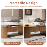 Oval Lift Top Coffee Table with Hidden Storage, Mid Century Modern Coffee Table with Lift Tabletop for Living Room, 47 Inch Large Wooden Center Table for Home Office (Walnut) Jimmhome