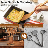 Wooden Spoons for Cooking - 8-Piece Wooden Kitchen Utensil Set made of Natural Solid Wood Material - Includes Spoons, Spatulas, Ladles, Strainer Spoon, Salad Fork, Mixing Spoon and Utensil Holder WOTTISH