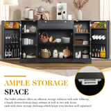 MAIBH 54" Buffet Cabinet with Drawer, Modern Kitchen Pantry Sideboard Storage Cabinets with 4 Doors and Adjustive Shelves, Coffee Bar Cabinet Buffet Table with Large Storage for Living Room (Black) MAIBH