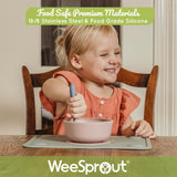WeeSprout Toddler Utensils, 3 Forks & 3 Spoons, 18/8 Stainless Steel & Food Grade Silicone, Thick Easy-Grip Handles, Perfect Length For New Self Feeders, Gentle On Gums & Teeth, Dishwasher Safe WeeSprout