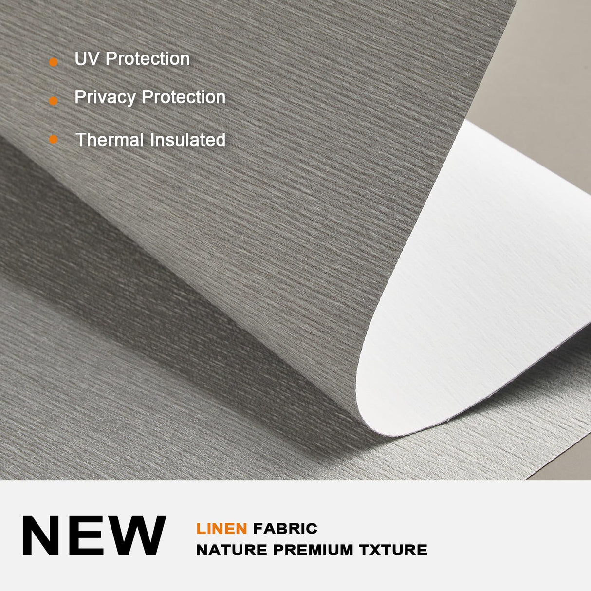 Persilux No Drill No Tools 100% Blackout Roller Shades for Windows,Natural Linen Fabric Cordless Roller Blinds,Custom Blinds for Home,Bedroom,Living Room,Grey-Blackout,Custom Size Persilux