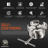 4-Inch Self-Centering Wood Lathe Chuck for Nova, 1" x 8 TPI Thread with 3/4" x 16 TPI Adapter, 4-Jaw Wood Turning Chuck Set Bzcovac