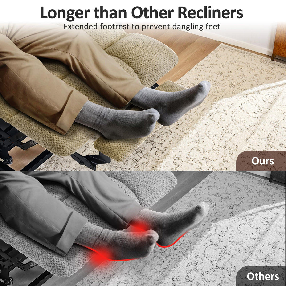 MCombo Large Triple Motor Power Lift Recliner Chair with Massage and Dual Heating, Adjustable Headrest for Tall Elderly People, Fabric 7634 (Beige, Large) MCombo