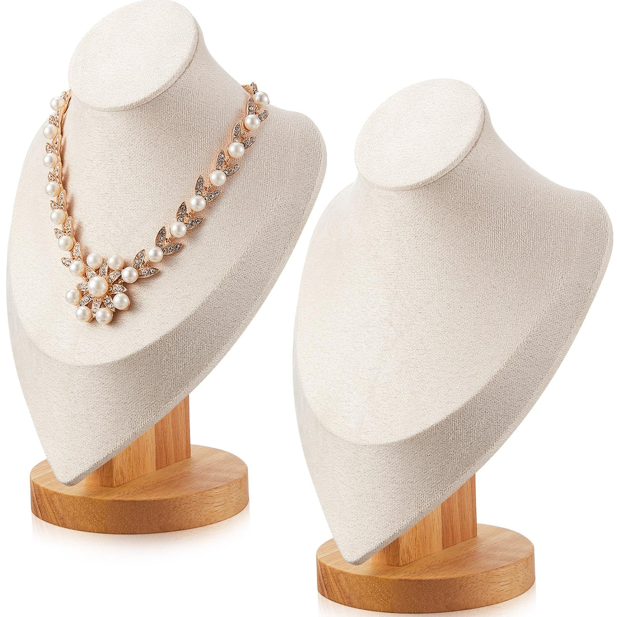 Juexica 2 Pcs 3 Pcs Necklace Display Stand Bamboo Jewelry Bust Display Stands for Selling Home Trade (Beige) Juexica